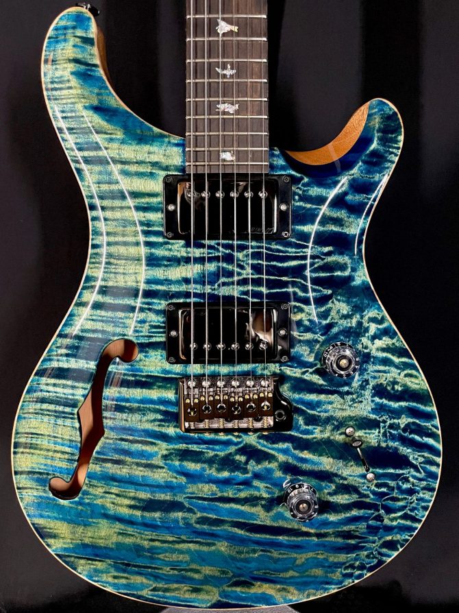 PRS Wood Library Custom 24 Semi-Hollow One Piece Quilt 10-Top River Blue #320