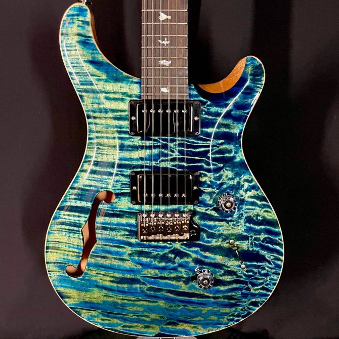 PRS Wood Library Custom 24 Semi-Hollow One Piece Quilt 10-Top River Blue #320