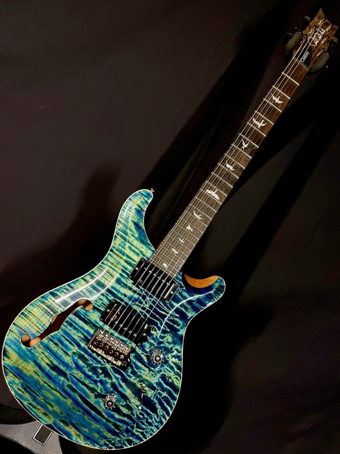 PRS Wood Library Custom 24 Semi-Hollow One Piece Quilt 10-Top River Blue #320