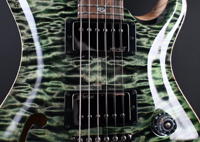 PRS Wood Library Custom 24 Semi-Hollow Quilt 10-Top Sage #655
