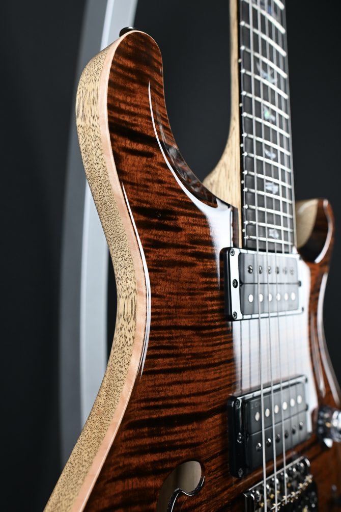PRS Wood Library Custom 24 Semi-Hollow One-Piece Artist Grade Top Espresso #011